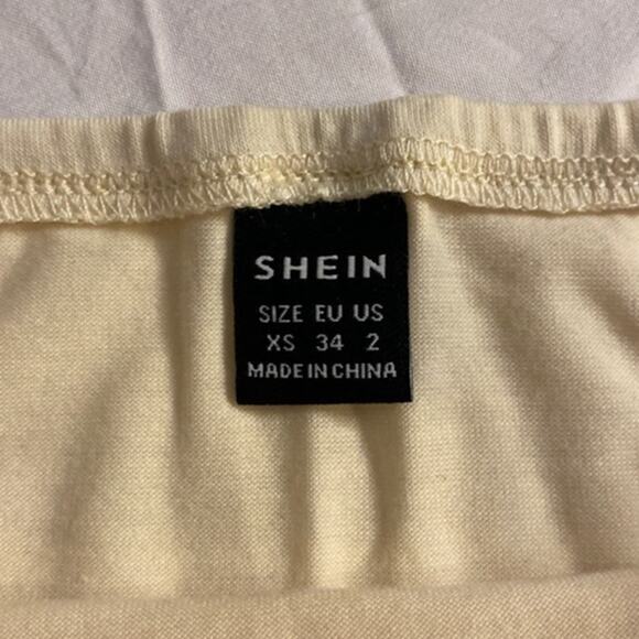 SHEIN Cream Strapless Bandeau Tube Top Minimalist XS - Picture 5 of 7